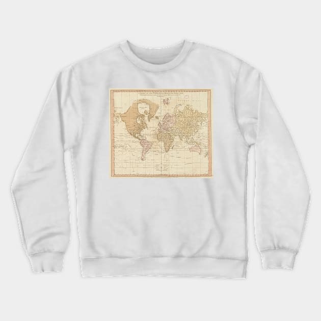 Vintage Map of The World (1775) Crewneck Sweatshirt by Bravuramedia